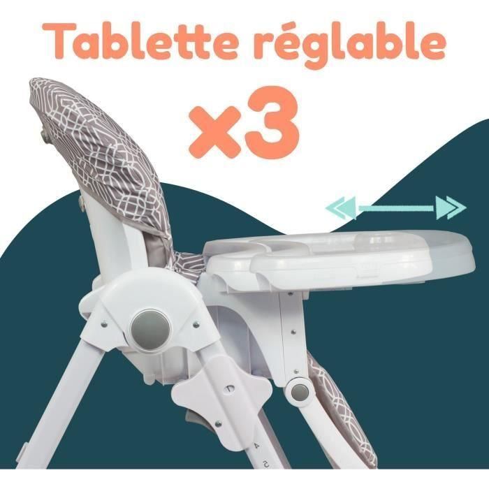 Trona multiposición - BAMBISOL - Reclinable - Hasta 3 años - Beige / Blanco 2 Trona multiposición - BAMBISOL - Reclinable - Hasta 3 años - Beige / Blanco 2