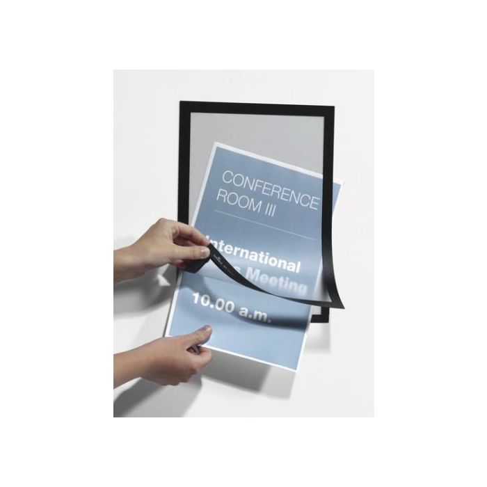 Durable Marco Informativo Magnetico Duraframe A4 Negro - Adhesivo para Superficies Lisas y Sólidas 3