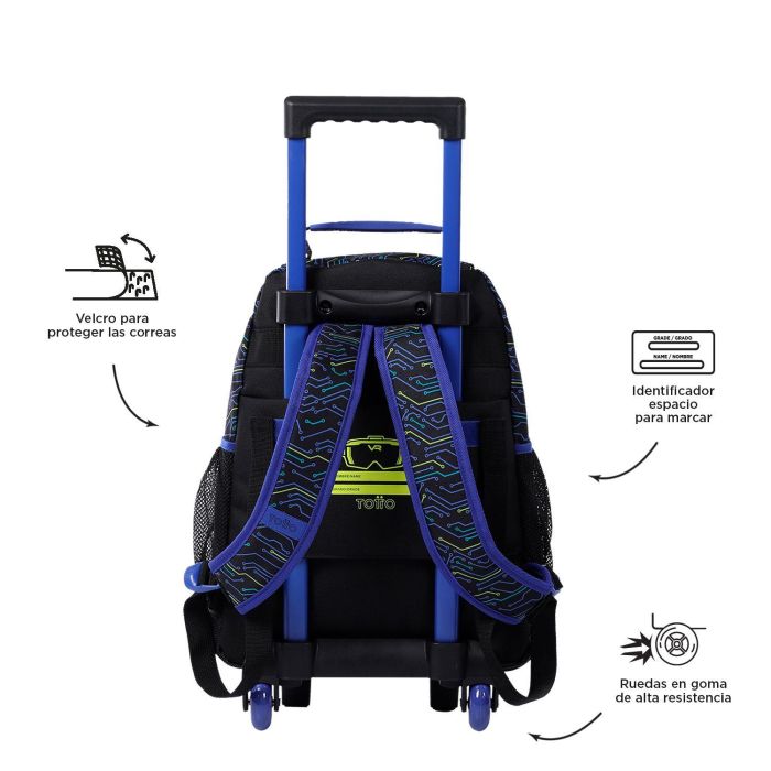 Totto Mochila Morral Rue Bumper Mettaverse M con Ruedas MJ03MTV005-2320-5CEM - Compartimiento Principal, Bolsillos Laterales y Organizadores Internos 3