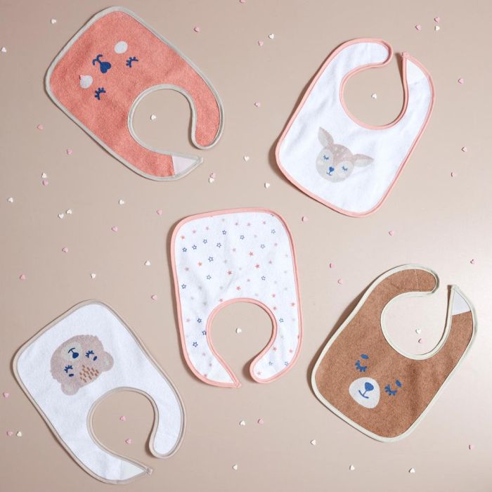 Tom et Zoe Juego de 5 Baberos Surtidos con Cierre de Velcro y Dorso PEVA Antiman chas (29.5x21 cm) 6 Tom et Zoe Juego de 5 Baberos Surtidos con Cierre de Velcro y Dorso PEVA Antiman chas (29.5x21 cm) 6