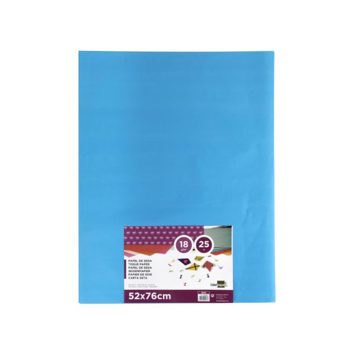 Papel Seda Liderpapel Celeste 52x76 cm 18 gr Paquete De 25 Hojas 1