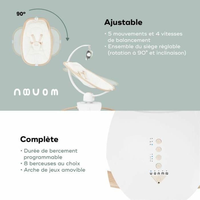 Babymoov Columpio Baby Swoon Hoop BAB3661276185319 Mando a Distancia Incluido Ultraconfort Asiento Giratorio 90º Arco de Juego 2