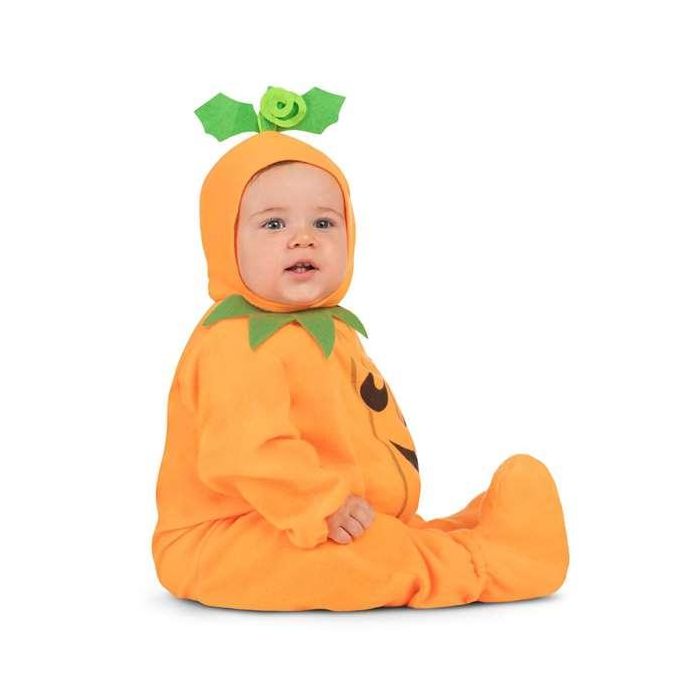 Disfraz pequeña calabaza gorro, mono con barriguita rellena y patucos talla 7-12 m 1 Disfraz pequeña calabaza gorro, mono con barriguita rellena y patucos talla 7-12 m 1