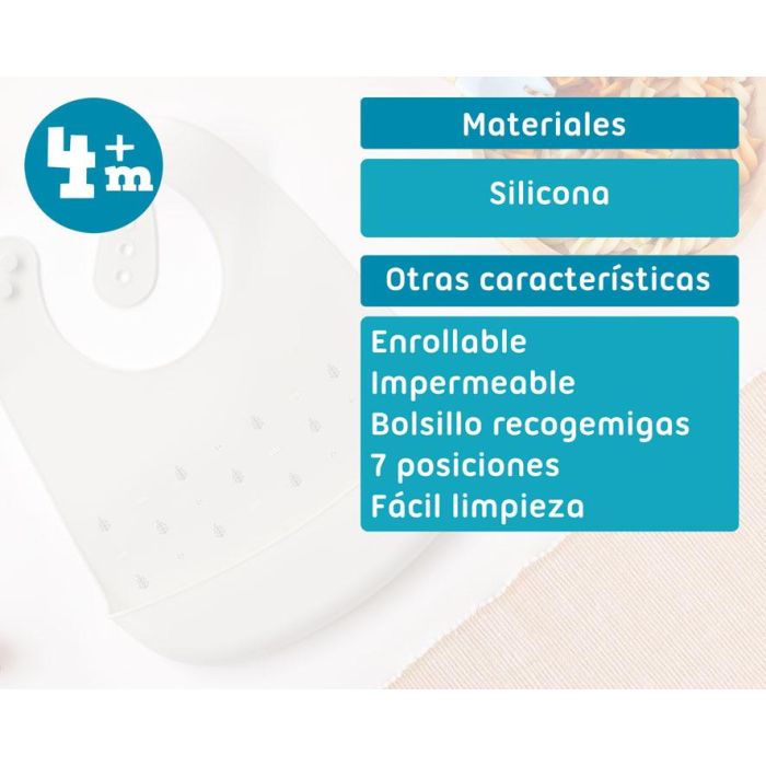 Babero Silicona Gris 4 Babero Silicona Gris 4