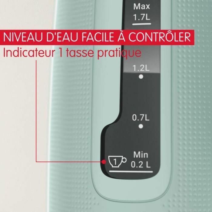 MOULINEX Hervidor eléctrico 1,7 L, Indicador de 1 taza, Filtro antical, Apagado automático, Infusor de té incluido, Morning BY2M1310 3