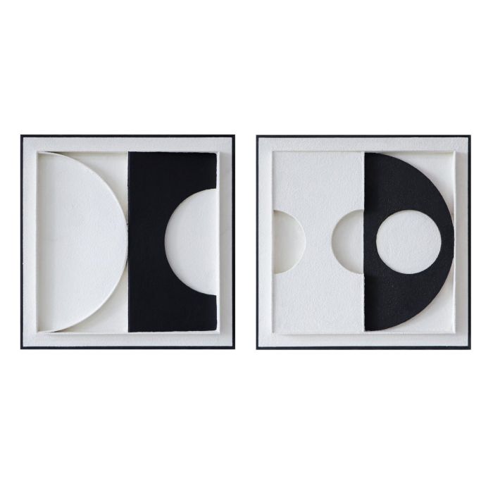 Cuadro Moderno DKD Home Decor Blanco Negro 6.5 x 60 x 60 cm (2 Unidades)