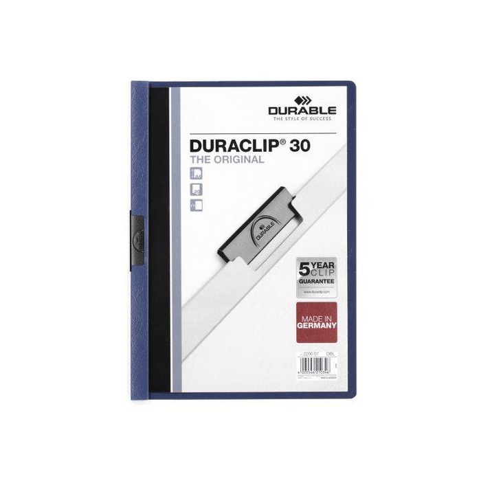 Dosier Clip Duraclip Pvc A4 2200 Pinza Metal 30H Azul Oscuro (Set de 25)