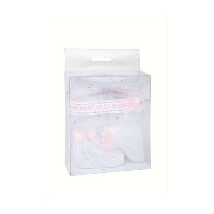 Set calcetines blanco/rosa con cinta para la cabeza 3 Set calcetines blanco/rosa con cinta para la cabeza 3