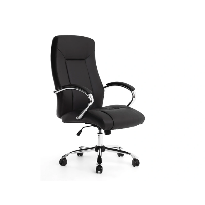 Q-connect Silla de Dirección Vero NA Simil Piel Base Metálica Ruedas Premium Negro Ancho 63 cm x Profundidad 70 cm x Altura 116-124 cm 4