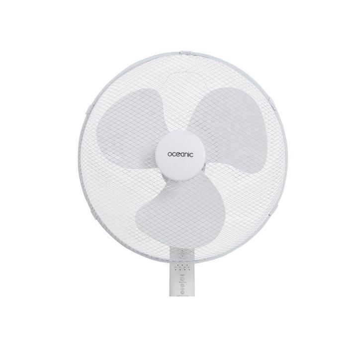 OCEANIC Ventilador de pie - 45 W - Ø 44 cm - 3 velocidades - Oscilante - Inclinable - Blanco 4