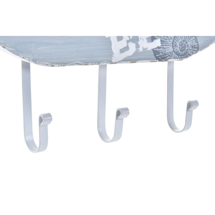 DKD Home Decor Perchero Pared Mediterraneo con Velero Madera Metal Azul Blanco 4 x 56 x 43 cm 1