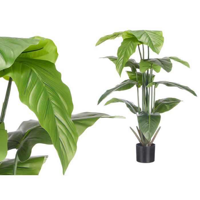 Ibergarden Maceta Decorativa Planta Artificial Ancha, 12 Hojas Verdes y Negras de Plástico, 130 cm de Alto (Set de 4) Ibergarden Maceta Decorativa Planta Artificial Ancha, 12 Hojas Verdes y Negras de Plástico, 130 cm de Alto (Set de 4)