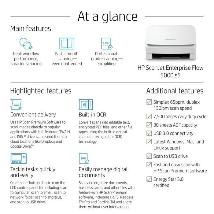 HP ScanJet Enterprise Flow 5000 s5 5 HP ScanJet Enterprise Flow 5000 s5 5
