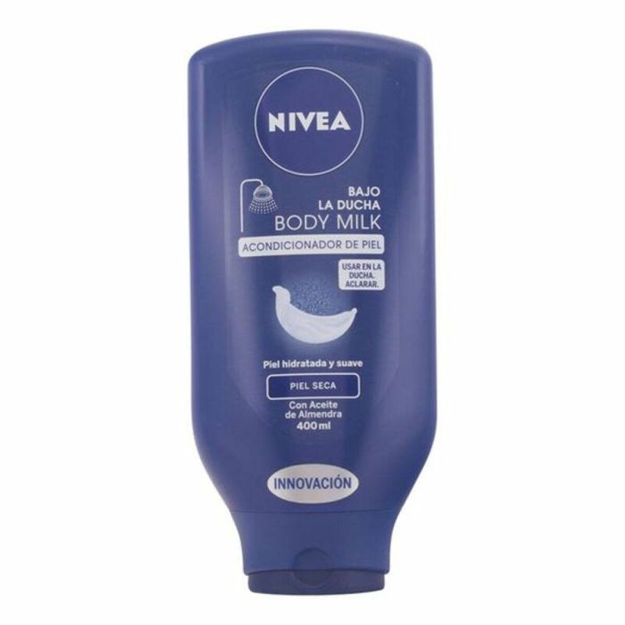 Nivea Bajo la Ducha Body Milk nutritivo para Piel Seca con Aceite de Almendras, 400 ml