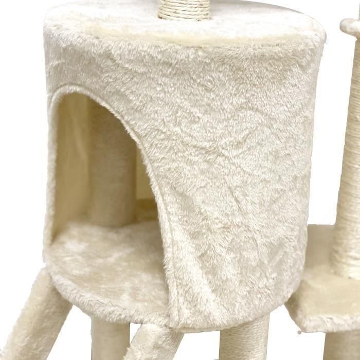JIPSY ALC12 Árbol para Gatos Mediano con Nicho, Rascador de Sisal y Felpa, 3 Plataformas y Escalera Beige 79x34x138 cm 4 JIPSY ALC12 Árbol para Gatos Mediano con Nicho, Rascador de Sisal y Felpa, 3 Plataformas y Escalera Beige 79x34x138 cm 4