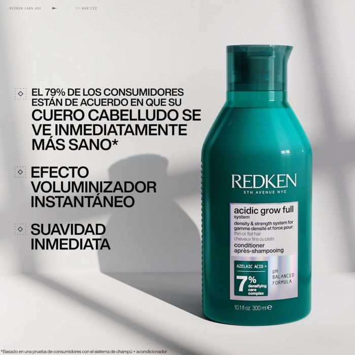 Redken Acidic Grow Full System Acondicionador, Sistema de Densidad y Fuerza para Cabello Fino o Liso, 300 ml