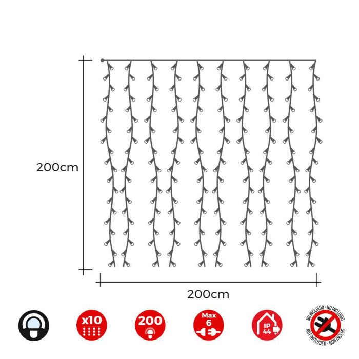 Edm Cortina led easy-connect blanco frío interior-exterior 2x2m 200 leds 10 tiras IP44 1