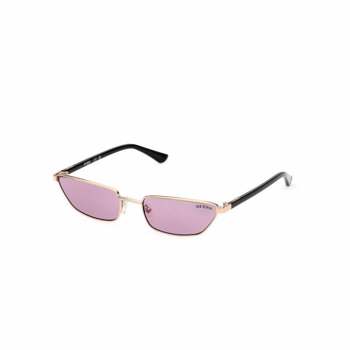 Guess GU8285 28Y Gafas de Sol Cat-eye para Mujer, Montura Metal Rosa Dorado, Cristales Violeta, Cristal 57mm Patillas 135mm