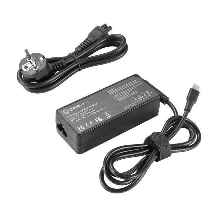 CoreParts USB-C Power Adapter PD3.0 65W. 5V/3A, 9V/3A, 12V/3A, 15V/3A, 20V/3.25A - with EU Power Cord 1 CoreParts USB-C Power Adapter PD3.0 65W. 5V/3A, 9V/3A, 12V/3A, 15V/3A, 20V/3.25A - with EU Power Cord 1
