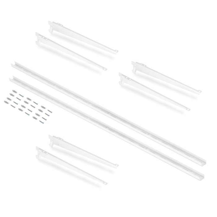 Emuca Kit para 3 estantes con sopores y perfiles de fijación a pared Jagmet, longitud 280mm, Acero, Pintado blanco