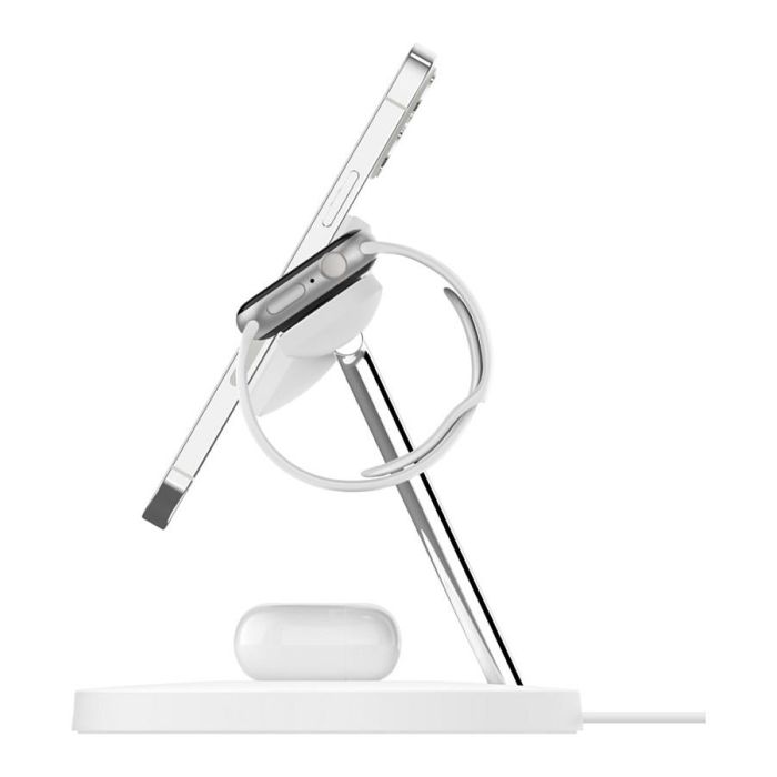 Belkin WIZ017vfWH Cargador Inalámbrico MagSafe 3 en 1 para iPhone 12/13 Series, Auriculares, Smartwatch Blanco 4