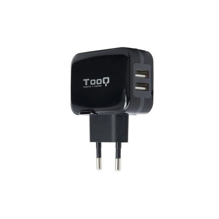 TooQ TQWC-1S02 Cargador de Pared Dual USB 3.4A 17W con Tecnología Smart AI para Carga Rápida de Smartphone, Tablet, GPS Negro TooQ TQWC-1S02 Cargador de Pared Dual USB 3.4A 17W con Tecnología Smart AI para Carga Rápida de Smartphone, Tablet, GPS Negro