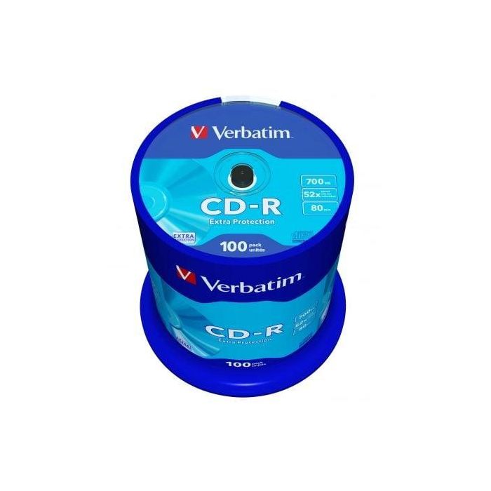 Verbatim Cd-R, 700Mb, 52X, 100 Pack Spindle, Superficie Extra Protection 1 Verbatim Cd-R, 700Mb, 52X, 100 Pack Spindle, Superficie Extra Protection 1