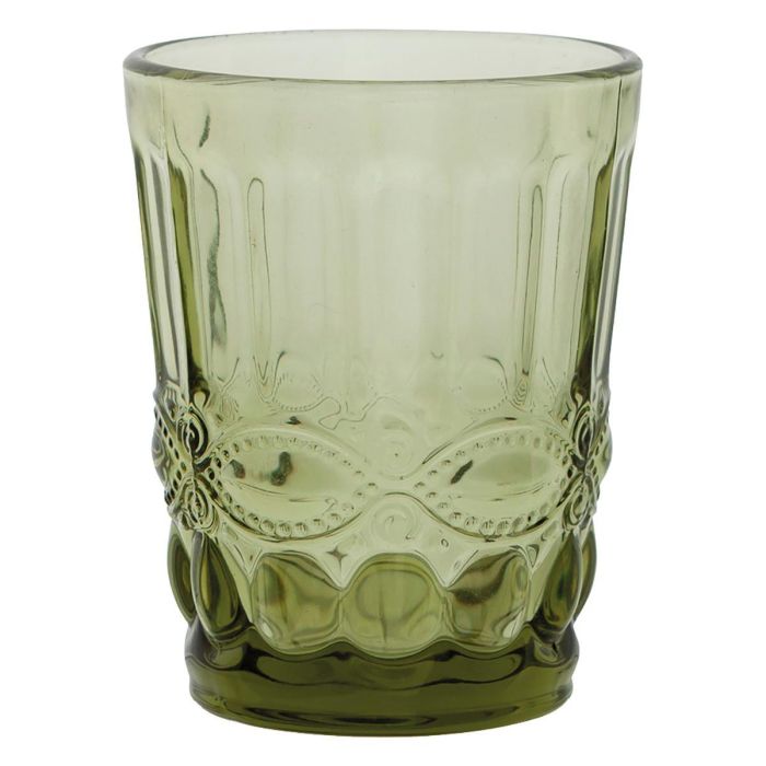 La Bouchée by La Cartuja de Sevilla Vaso Alto Vidrio Ritual Verde con Relieve 26 cL - Pack de 6 Unidades, Apto Lavavajillas