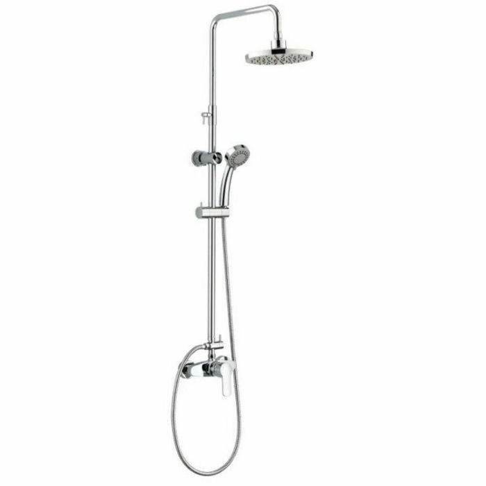 Rousseau Columna de Ducha Shenti con Grifo Monomando Mecánico, Cabezal Ø 207mm, Ducha de Mano 3 Chorros Antical, Cromo