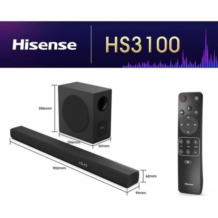 Hisense HIS1727479811163 Barra de sonido con Subwoofer inalámbrico, Bluetooth, 3.1 canales, Máx. 480 W 3