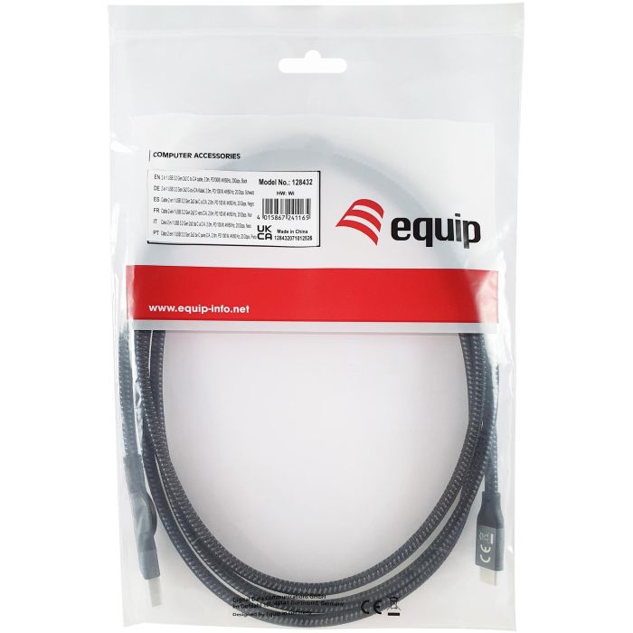 EQUIP 128432 Cable USB-C 3.2 Gen 2x2 a USB-A, 20Gbps, Carga Rápida 100W, 2m, Negro 1