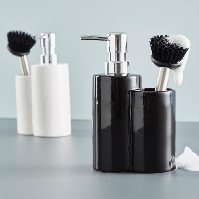 Day Dispensador con Cepillo Surtido Cerámica Plástico Blanco Negro Capacidad 350ml 1
