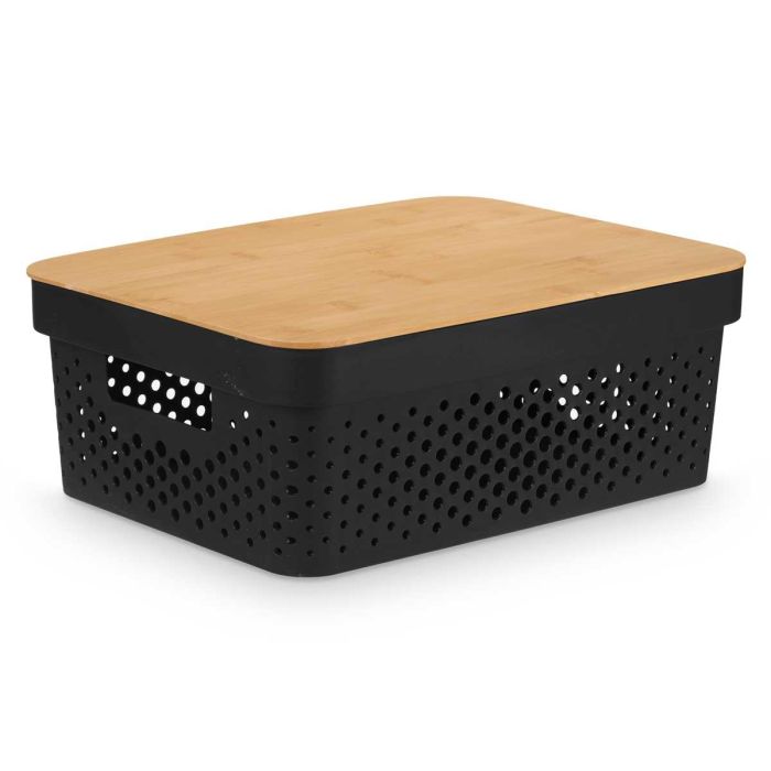 Caja Multiusos Perforada Tapa Bambu Mdn Negra 14Cm Kinvara (6 Unidades) 1 Caja Multiusos Perforada Tapa Bambu Mdn Negra 14Cm Kinvara (6 Unidades) 1