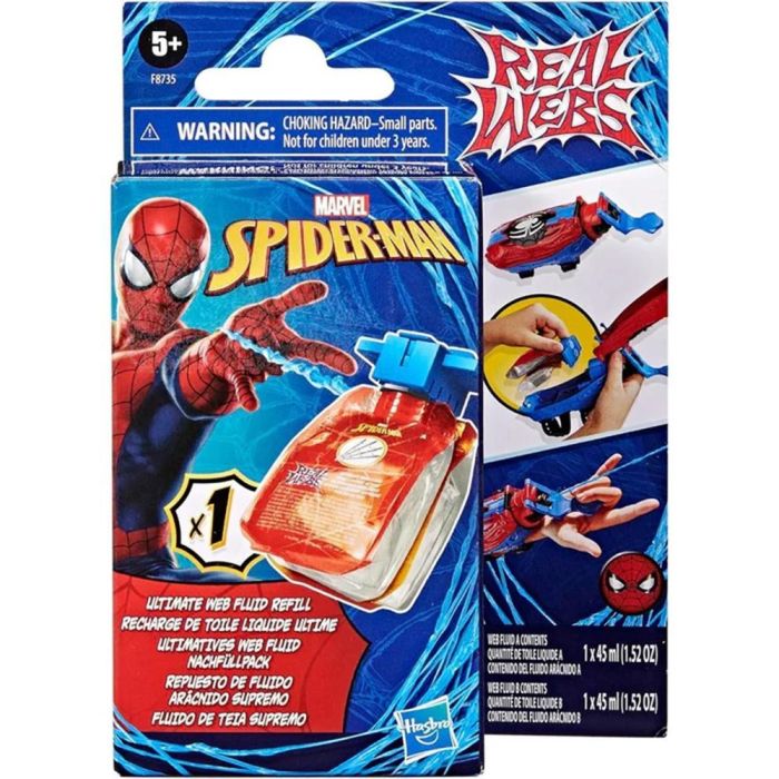 Hasbro F8735 Repuesto de Fluido Arácnido Supremo Spider-Man Real Webs, Recarga para Lanzador de Telarañas, Bolsita Compatible +3 Años 0 Hasbro F8735 Repuesto de Fluido Arácnido Supremo Spider-Man Real Webs, Recarga para Lanzador de Telarañas, Bolsita Compatible +3 Años 0