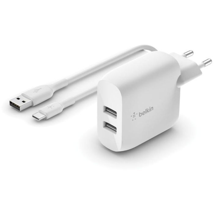 Belkin 1m a-c 24w - Cargador Dual USB-A 24W Blanco