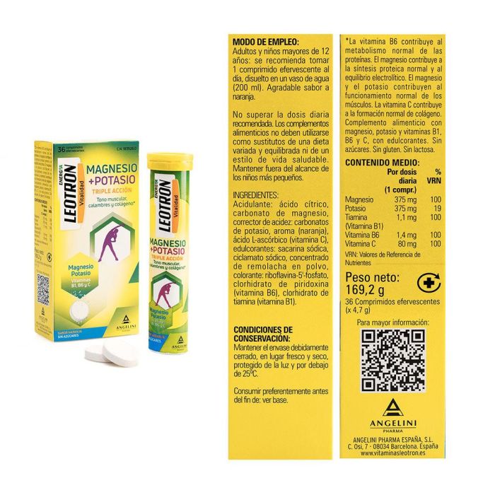 Leotron Energía Magnesio + Potasio Triple Acción Comprimidos Efervescentes Naranja 36 Unidades 2 Leotron Energía Magnesio + Potasio Triple Acción Comprimidos Efervescentes Naranja 36 Unidades 2