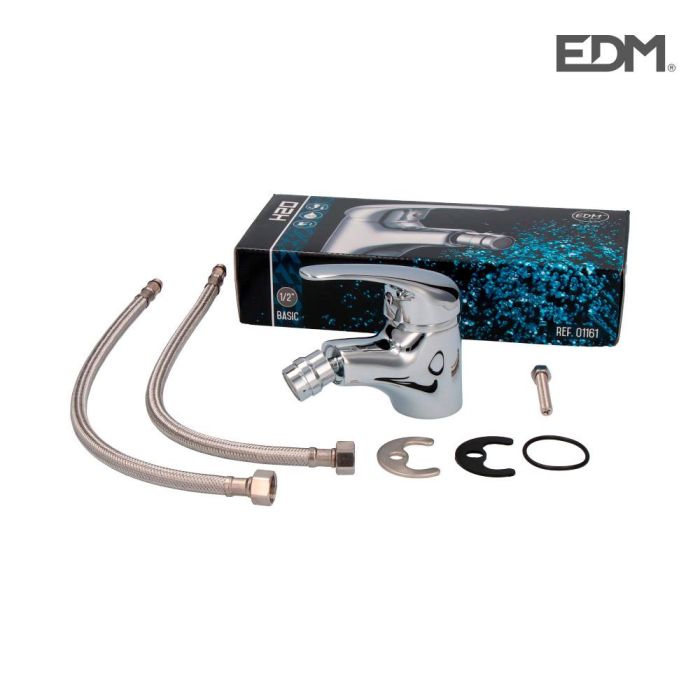 Edm Grifo monomando de bidé serie Saona, cromado, cuerpo de latón y mango de zinc, cartucho cerámico, 40 cm manguera 2 Edm Grifo monomando de bidé serie Saona, cromado, cuerpo de latón y mango de zinc, cartucho cerámico, 40 cm manguera 2