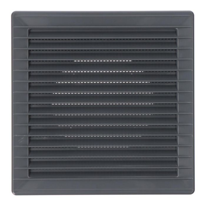 Rejilla ventilación cuadrada empotrable ø 100mm con mosquitera 170x170x11,5mm abs gris