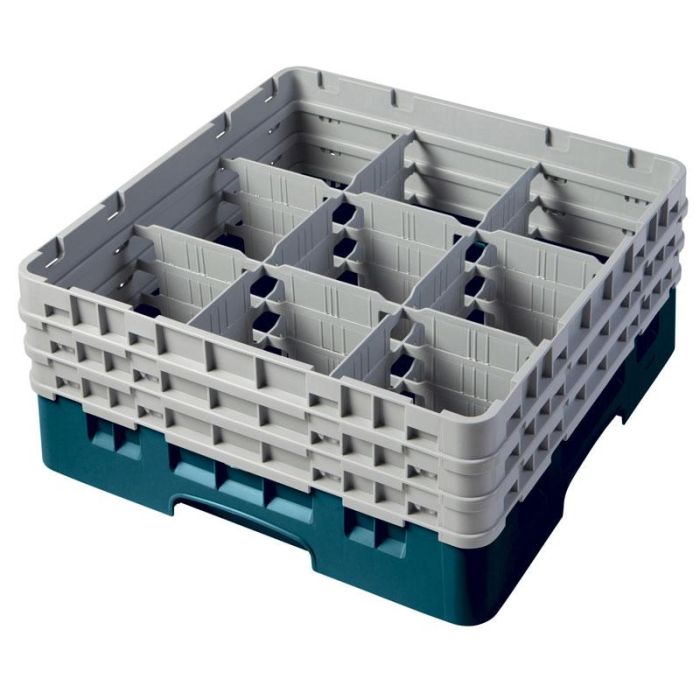 CAMBRO - 9S638-416 - Cesta de lavado 9 comp. 3 alturas - 14,8 cm Ø máx. - alt. máx. 17,6 cm - 50 x 50 x 22,5 cm - Arándano