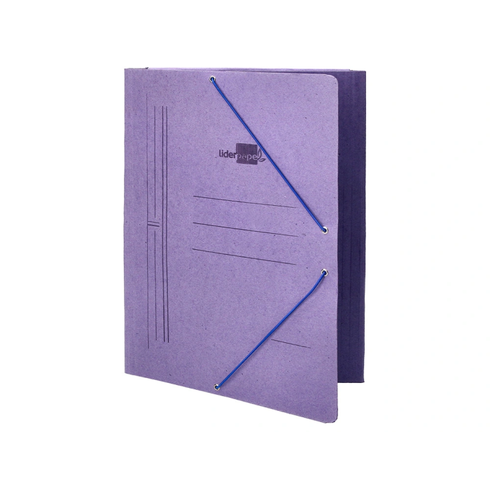 Liderpapel Carpeta de Gomas Tres Solapas Cartón Compacto Folio Color Azul 5