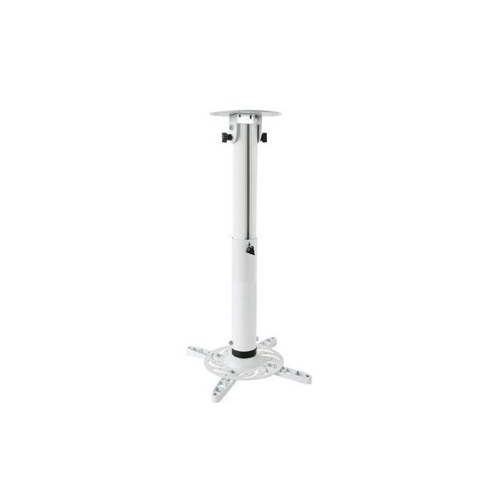 Vivolink Soporte a Techo para Proyector, Carga Máxima 15kg, Altura Ajustable 38-55cm, Función Inclinación, Color Blanco