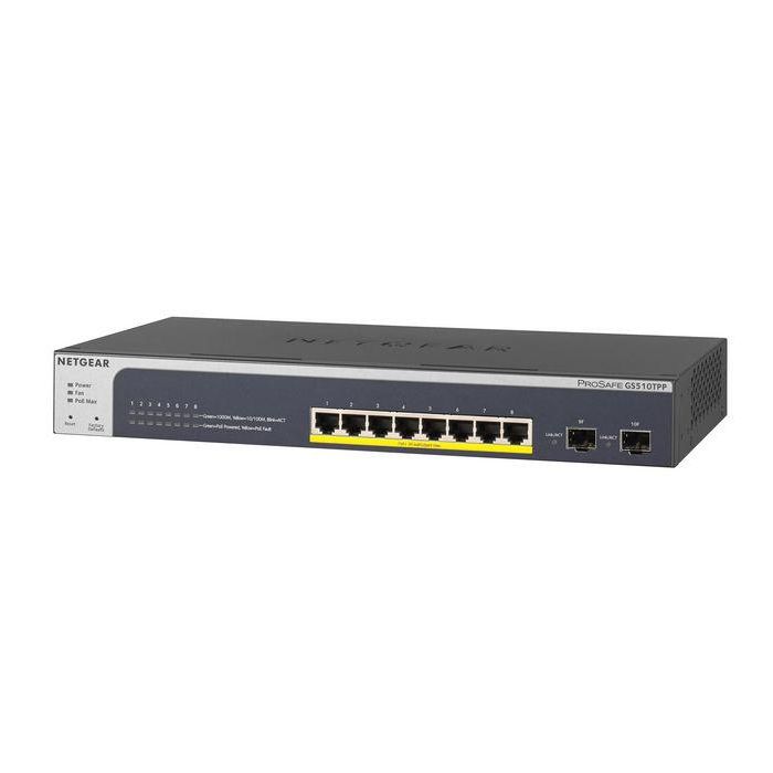 NETGEAR GS510TPP Switch Gestionado 8 Puertos Gigabit Ethernet PoE+ con 2 SFP y Montaje en Rack