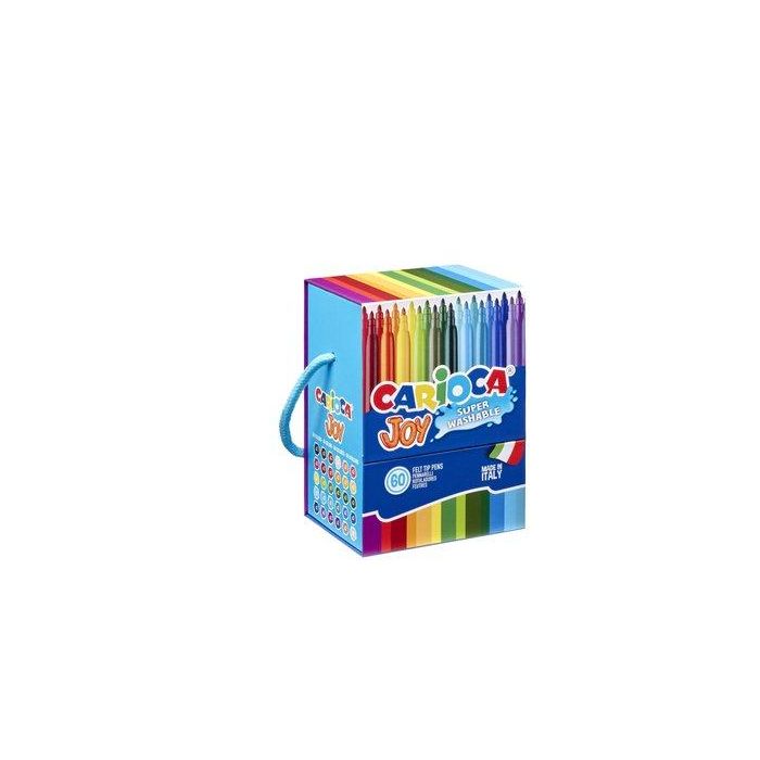Carioca Rotuladores Joy 60 unidades colores surtidos punta fina superlavable para piel y ropa