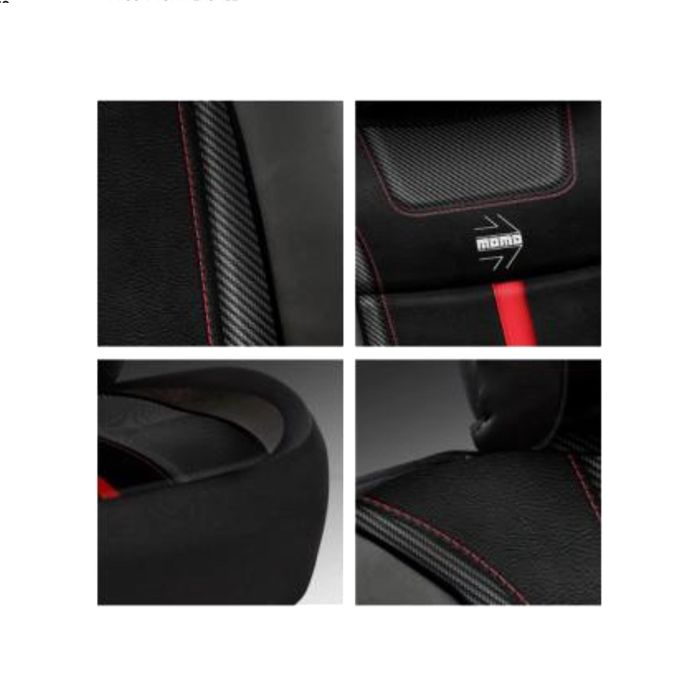Momo MOMLSCU03BR Respaldo Negro-Rojo Universal para Coche con Espuma Acolchada para Mayor Comodidad y Fácil Limpieza 3