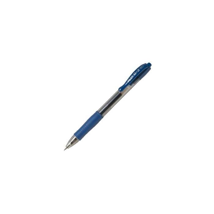 Pilot Bolígrafo de Gel G-2 0.7 Azul, Retráctil, Punta de Bola 0.7 mm, Grip de Caucho