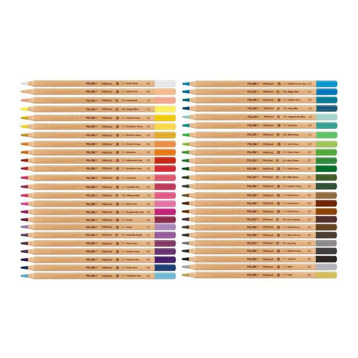 Caja metálica con 48 lápices de colores mina gruesa ø3,5mm hexagonales milan 1 Caja metálica con 48 lápices de colores mina gruesa ø3,5mm hexagonales milan 1