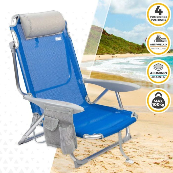 Silla Plegable con Reposacabezas Aktive Gomera Azul 51 x 76 x 45 cm (2 Unidades) 3 Silla Plegable con Reposacabezas Aktive Gomera Azul 51 x 76 x 45 cm (2 Unidades) 3