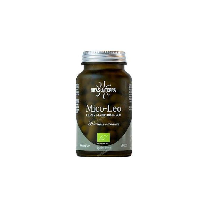 HIFAS DA TERRA Mico Leo HDT Melena de León (Hericium erinaceus) con Vitamina C para Sistema Nervioso y Digestivo, 70 Cápsulas