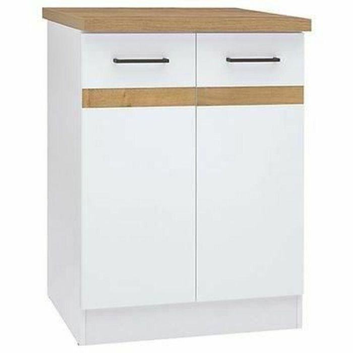 Junona Kitchen Bajo Gabinete de 60 cm - 2 puertas - Tesca de trabajo - Blanco brillante Junona Kitchen Bajo Gabinete de 60 cm - 2 puertas - Tesca de trabajo - Blanco brillante