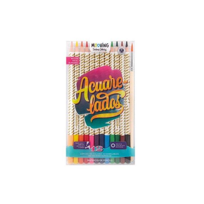 Lapices De Color Mooving Acuarelables Estuche De 12